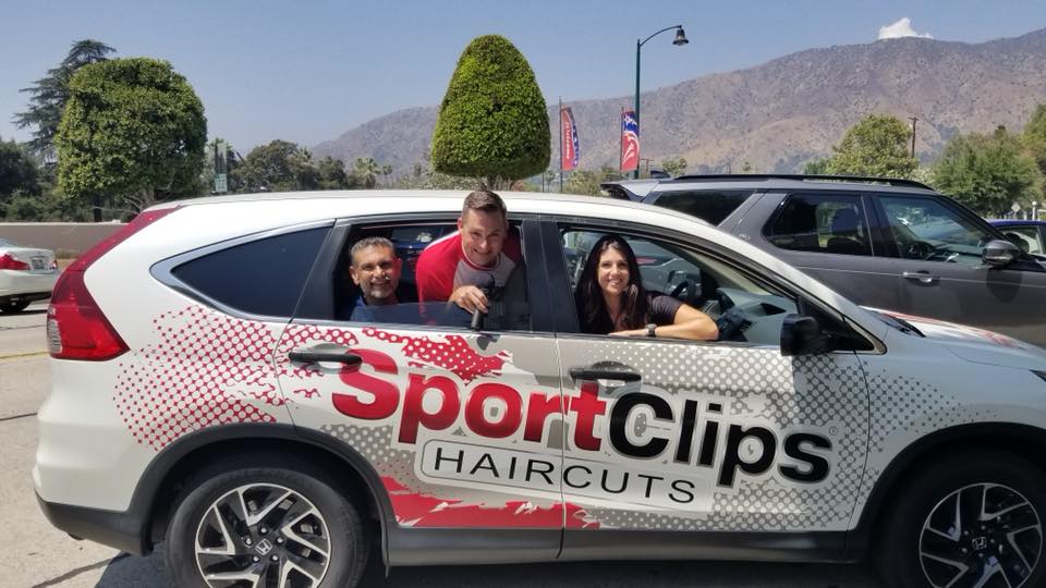 Chad, Arif and Shamaila in Sport Clips Car